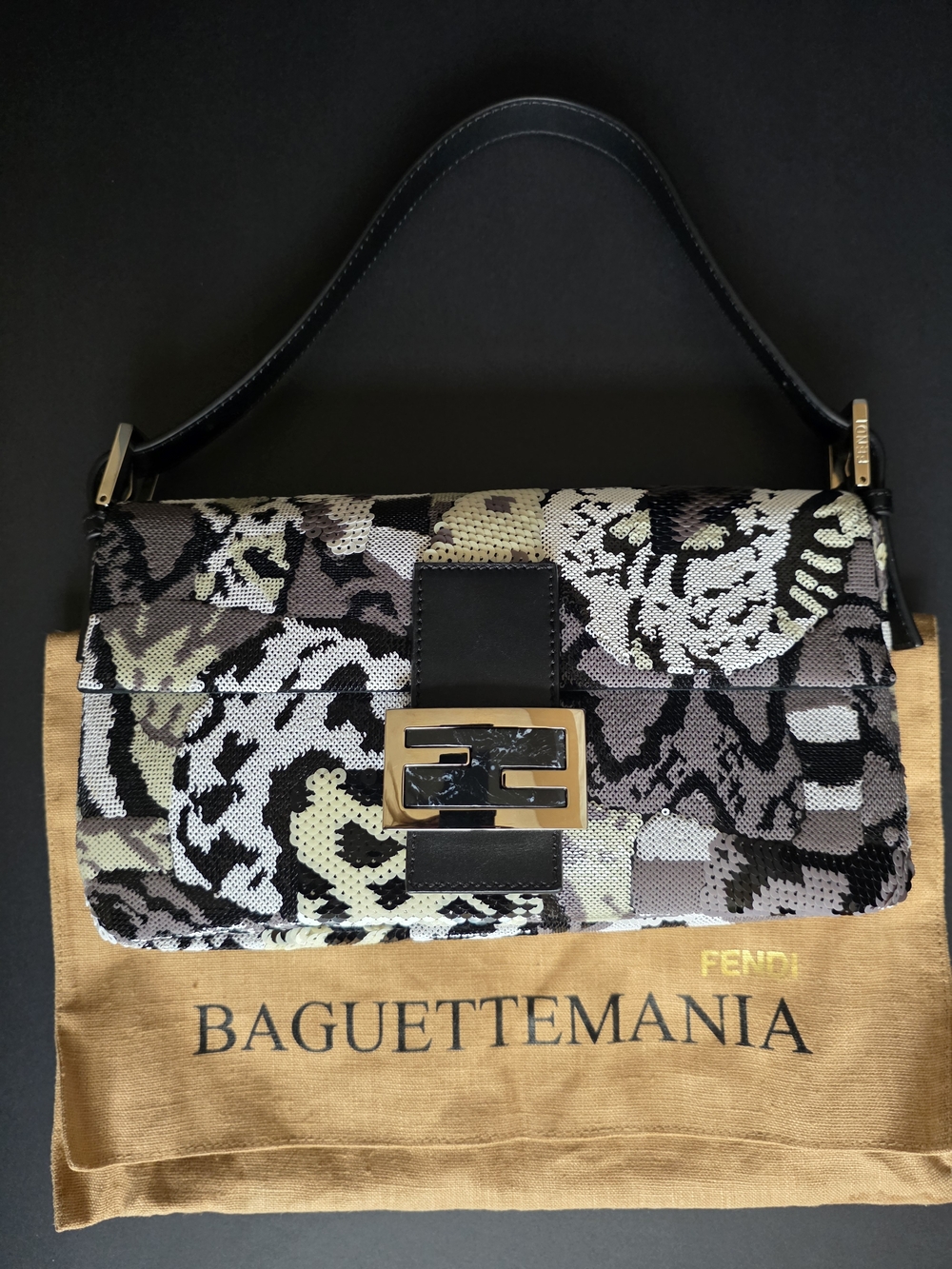 Fendi Baguette “Baguettemania” Sequin Shoulder Bag – Limited Capsule, Silver
